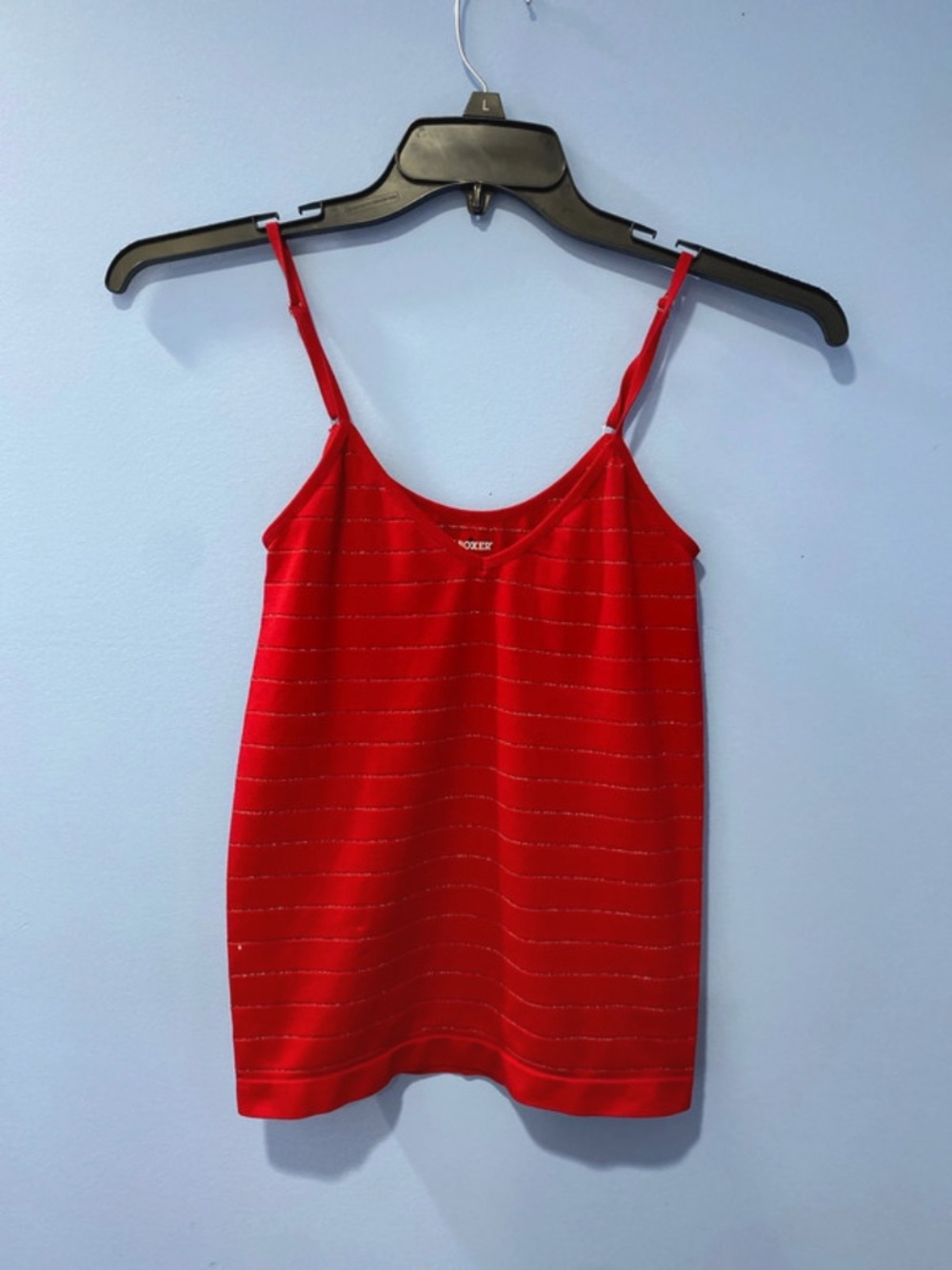 Small Red fitted tank with glitter stripes